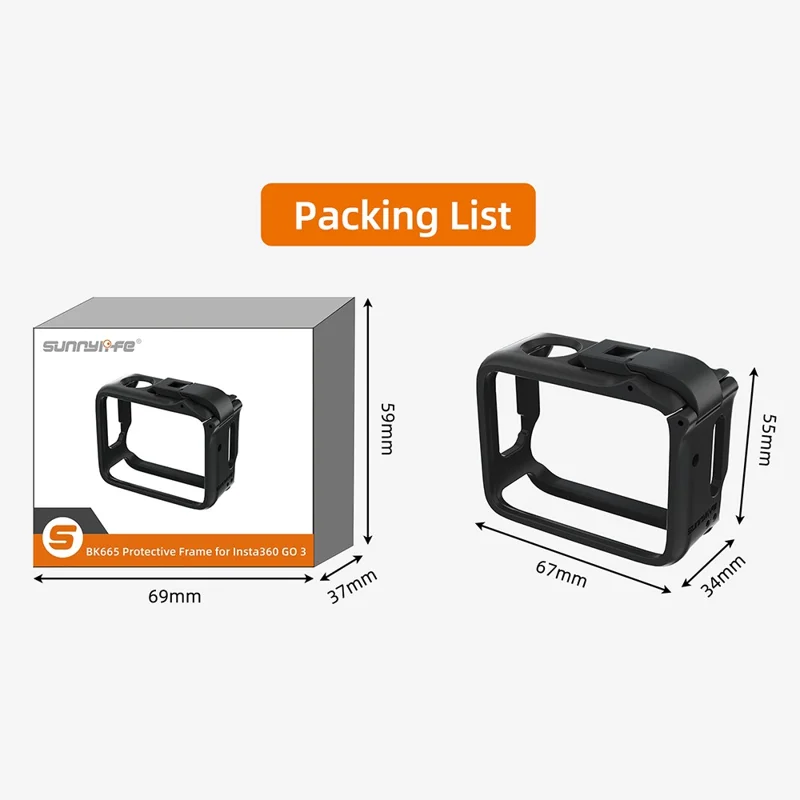 SUNNYLIFE IST-BK665 Cadre de protection pour caméra Insta360 GO 3 Démontage rapide Anti-collision Border