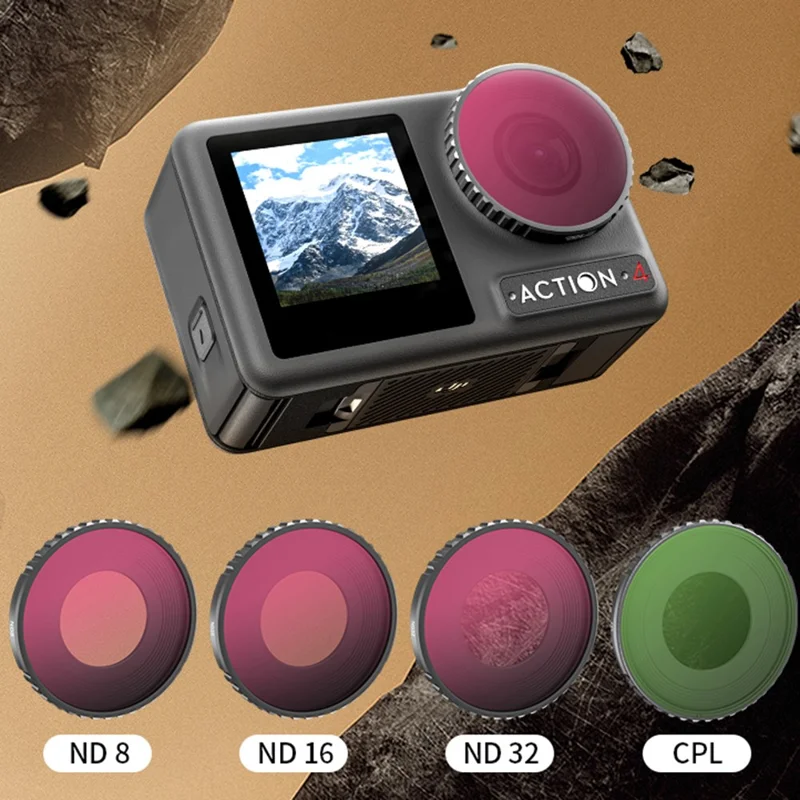STARTRC 1126884 4Pcs Multi-Layer Coating Filter Set for DJI Action 4 Sports Camera ND8 / 16 / 32 / CPL Lens Filter