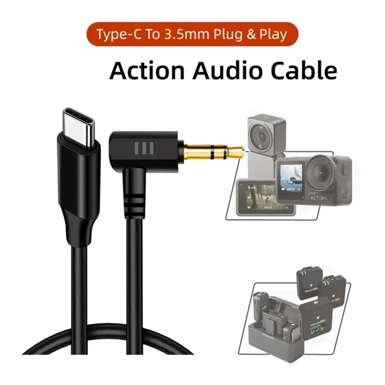 HTX OA4-YPZJX-HTX pour DJI Action 4 / 3 / 2 Câble d'adaptateur audio Câble convertisseur de type C à 3,5 mm pour caméra sportive