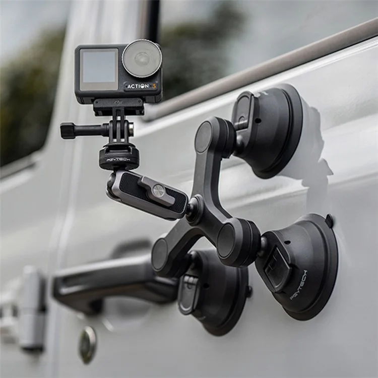 PGYTECH P-GM-224 CapLock Triple Suction Cup Bracket Mount with Ball Head for GoPro  /  Go3  /  Action 4  /  Mobile Phone