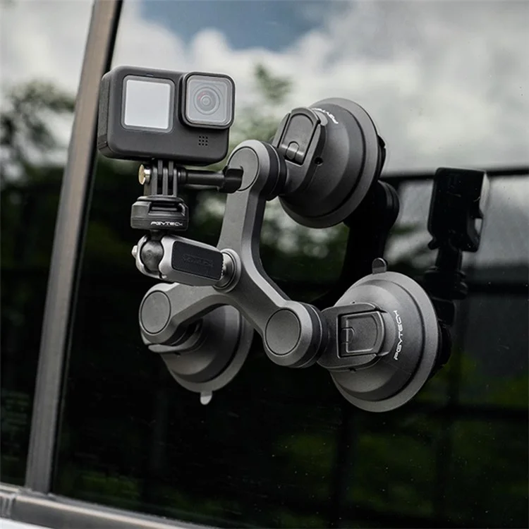 PGYTECH P-GM-224 CapLock Triple Suction Cup Bracket Mount with Ball Head for GoPro  /  Go3  /  Action 4  /  Mobile Phone