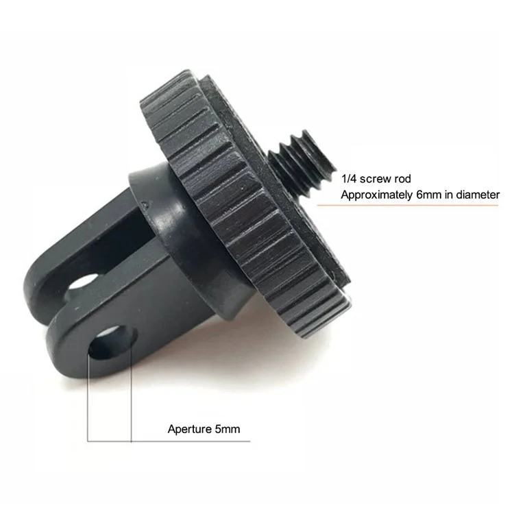 Plastic Mounting Screw 1 / 4 Inch Mount Adapter Sports Camera Screw Connector with 5mm Hole