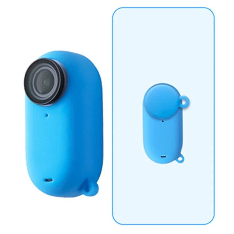 Silicone Case Sleeve for Insta360 Go 3 Thumb Camera Protective Cover with Lens Cap - Blue