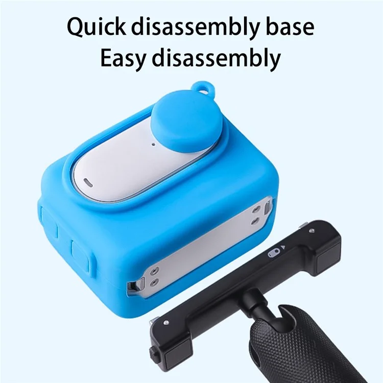 Silicone Cover for Insta360 Go 3 Camera Charging Case Protective Sleeve with Lens Cap - Blue