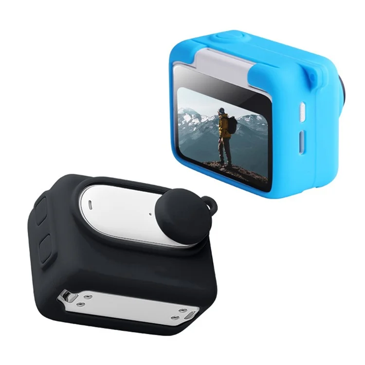 Silicone Cover for Insta360 Go 3 Camera Charging Case Protective Sleeve with Lens Cap - Blue