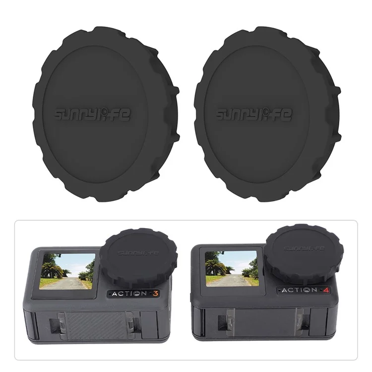 Sunnylife 2pcs / Establezca la Tapa de la Lente de Silicona Para DJI Osmo Action 4 / 3 Cubierta a Prueba de Polvo de Lente de Cámara