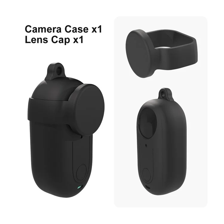 Pour Insta360 GO 3 Anti-scratch Silicone Cover Camera Body Sleeve Case avec Lens Cap - Noir