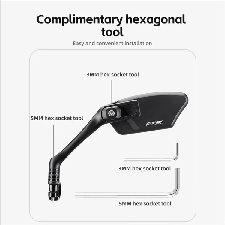ROCKBROS 1Pc Bicycle Mirror Handlebar Rear View Stainless Steel Reflector 360 Degree Rotation Mirror - Right