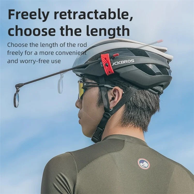 ROCKBROS Fahrradhelm Rückspiegel Motorrad 360 Grad drehbar ausziehbar Sicherheitsspiegel - Schwarz