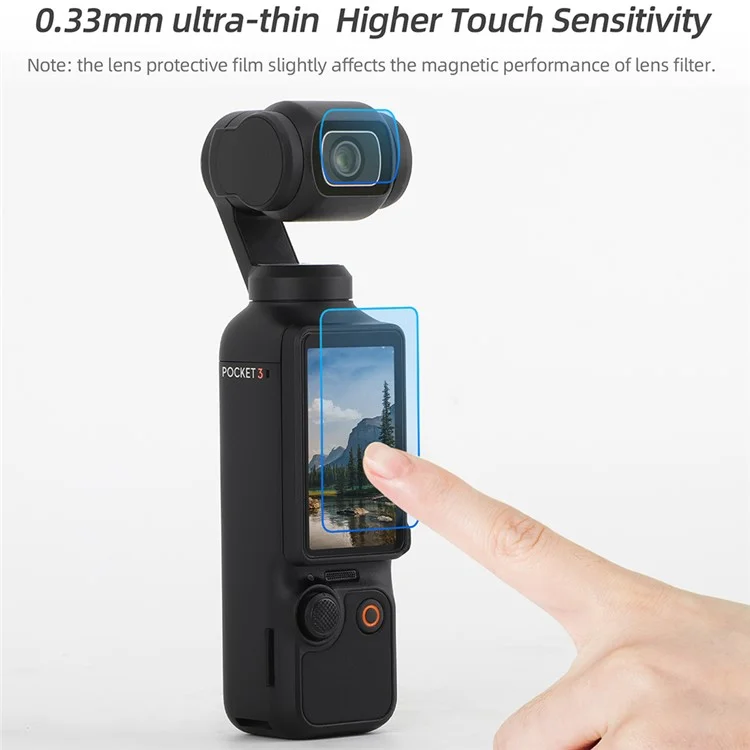 Sunnylife OP3-BHM717 2pcs Temperierter Glasschilddrüter + 2pcs Objektivfilm Für DJI Osmo Pocket 3 Handkamera