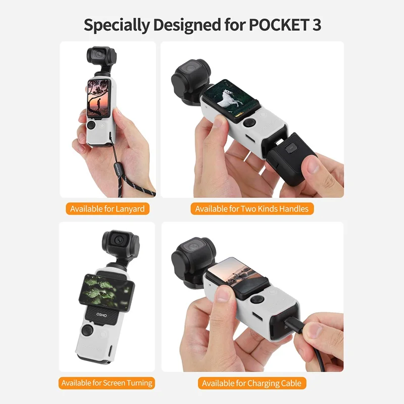 Für DJI Osmo Pocket 3 Kamera Schutzhülle Weiche Silikontasche Anti-Drop-Abdeckung - Orange