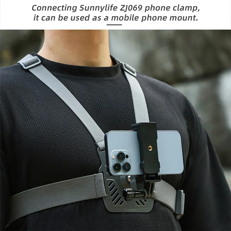 SUNNYLIFE XD742 Para DJI Osmo Pocket 3 / GoPro 12 Cinta Peito de Rotação de 360 Graus Montagem de Câmera Esportiva de Arnês