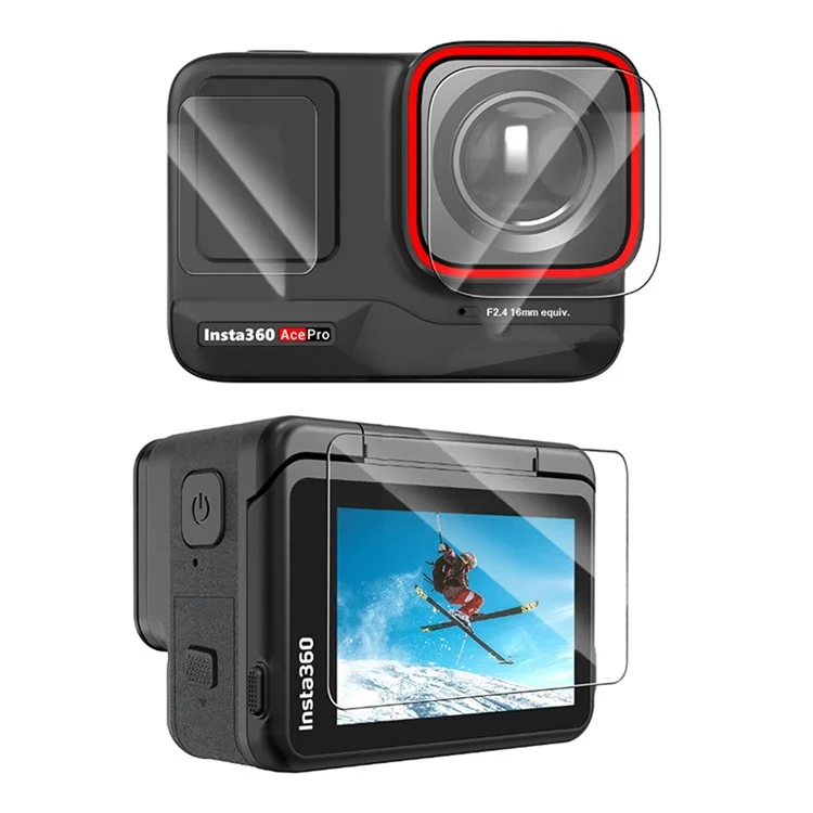 SUNNYLIFE 1 Set pour Insta360 Ace Film de verre trempé antichoc Transparent Protecteur d'écran de caméra 