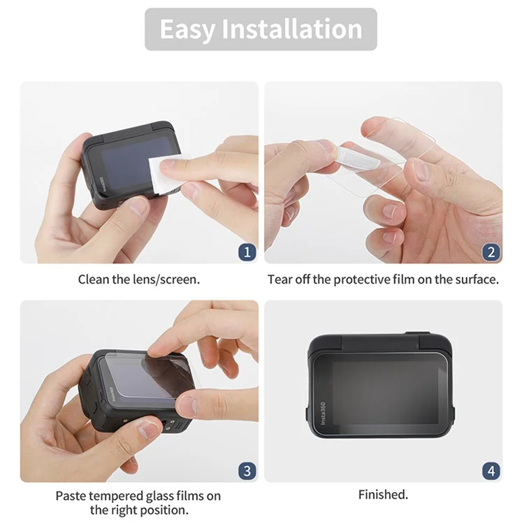 SUNNYLIFE 1 Set pour Insta360 Ace Film de verre trempé antichoc Transparent Protecteur d'écran de caméra 