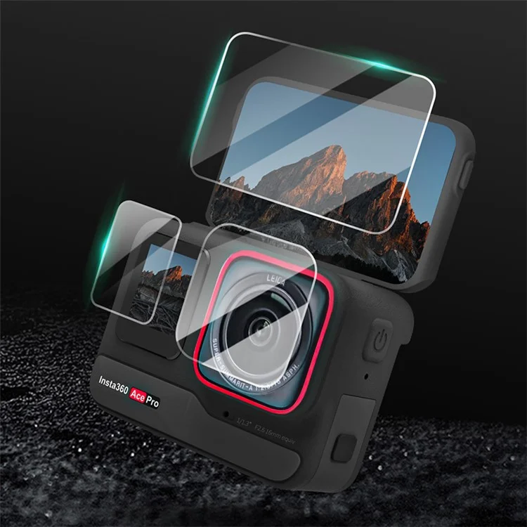 SUNNYLIFE 1 Set For Insta360 Ace Shockproof Tempered Glass Film Clear Camera Screen Protector