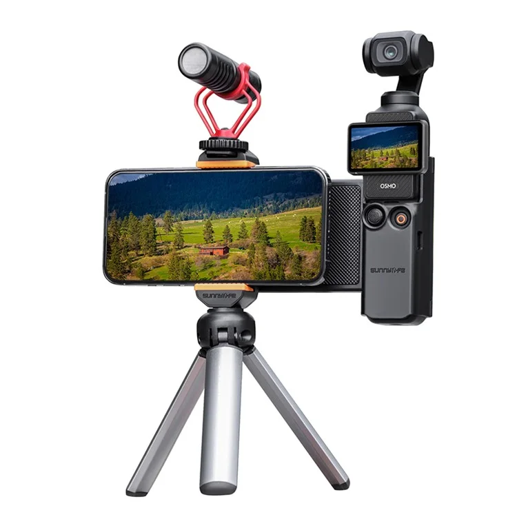 SUNNYLIFE OP3-AD744 Für DJI Osmo Pocket 3 Erweiterter Handyhalter mit Aufbewahrungskoffer, Aktionskamera-Verlängerungsgriff mit 1/4-Zoll-Gewinde