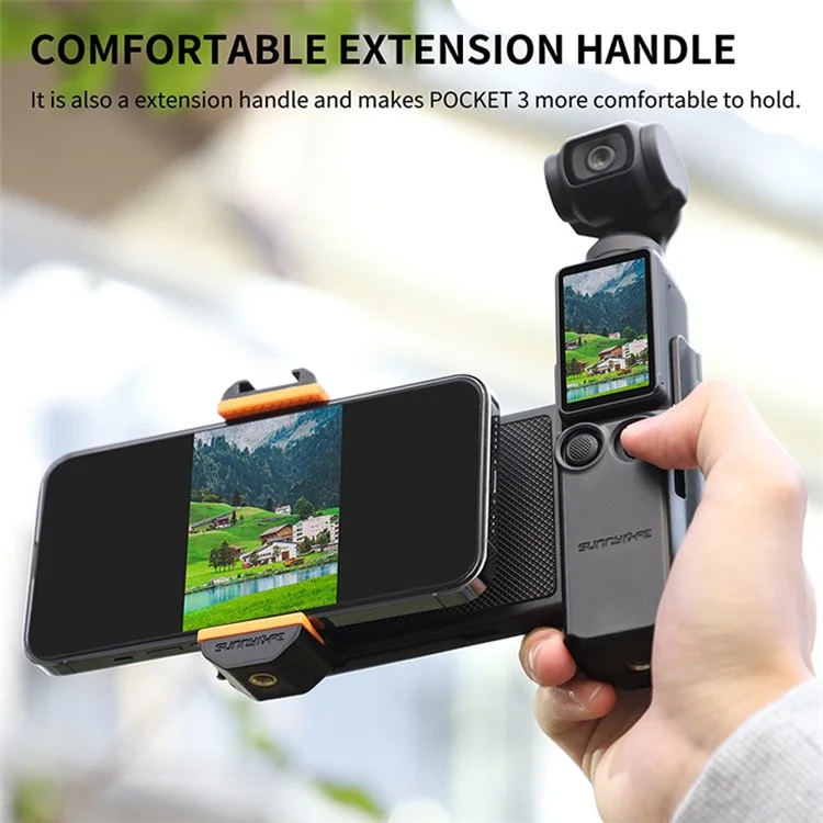 SUNNYLIFE OP3-AD744 Für DJI Osmo Pocket 3 Erweiterter Handyhalter mit Aufbewahrungskoffer, Aktionskamera-Verlängerungsgriff mit 1/4-Zoll-Gewinde