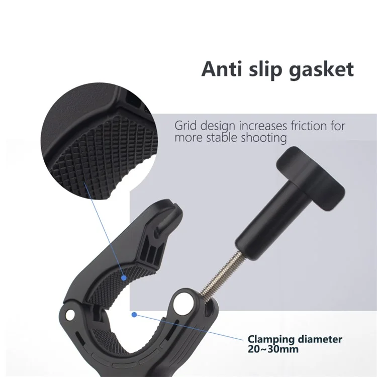 JUNNX JX-GP-10 Bike Handlebar Camera Mount Clamp for GoPro Hero 11 10 9, DJI 360-Degree Rotation Action Camera Bicycle Clip