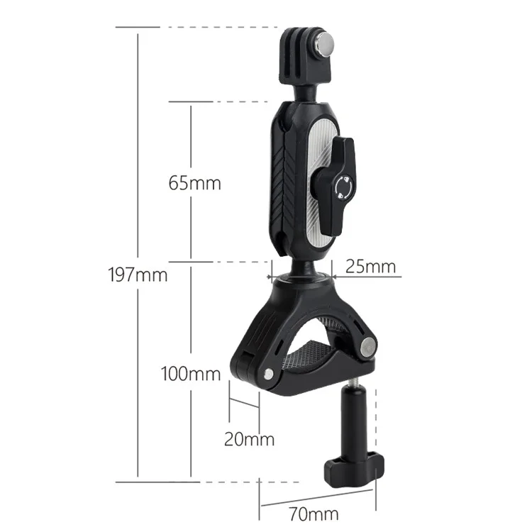 JUNNX JX-GP-10 Bike Handlebar Camera Mount Clamp for GoPro Hero 11 10 9, DJI 360-Degree Rotation Action Camera Bicycle Clip