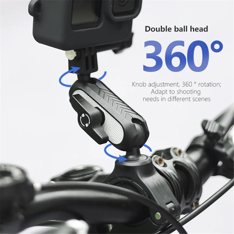 JUNNX JX-GP-10-A Bike Handlebar Camera Mount Clamp with Adapter for GoPro Hero 11 10 9, DJI, 360-Degree Rotation Bicycle Camera Holder