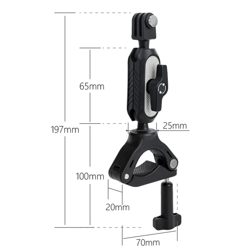 JUNNX JX-GP-10-A Bike Handlebar Camera Mount Clamp with Adapter for GoPro Hero 11 10 9, DJI, 360-Degree Rotation Bicycle Camera Holder