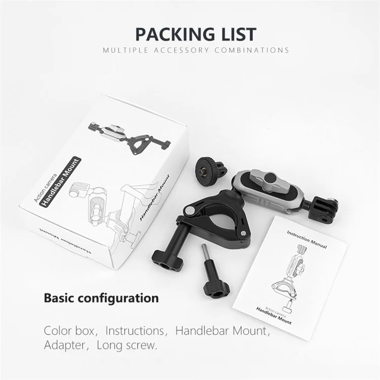 JX-GP-08-A Action Camera Handlebar Mount E-Bike Mountain Bike Camera Mount Clamp for Outdoor Riding Shooting