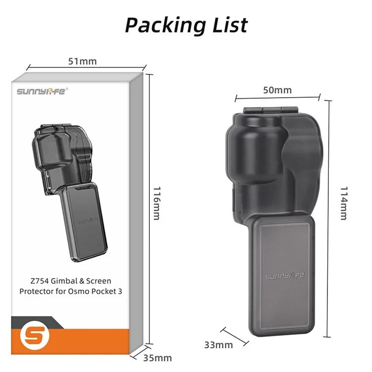 SUNNYLIFE OP3-Z754 Per DJI Osmo Pocket 3 Gimbal Protezione in plastica per schermo e obiettivo