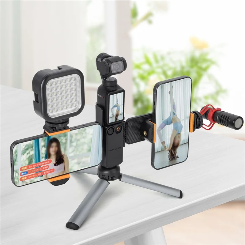 SUNNYLIFE OP3-ZJ756 For Osmo Pocket 3, Smartphone Mount Holder with Cold Shoe Camera Accessories