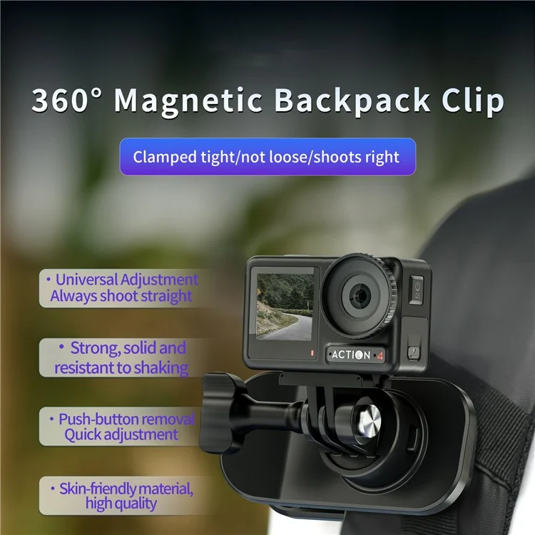 STARTRC 1132069 Magnetic Backpack Clip Flat Mount Bracket Compatible with Action Cameras