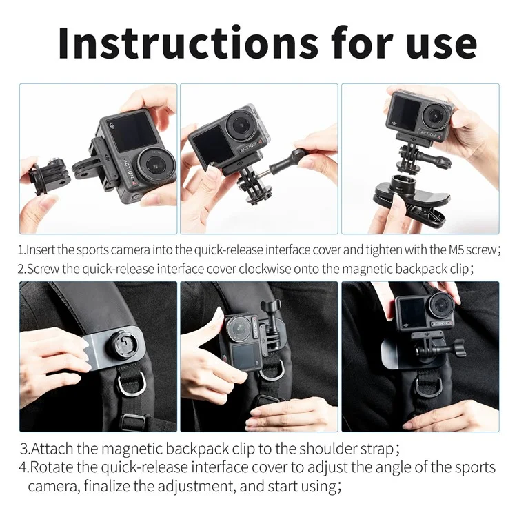 STARTRC 1132069 Magnetic Backpack Clip Flat Mount Bracket Compatible with Action Cameras