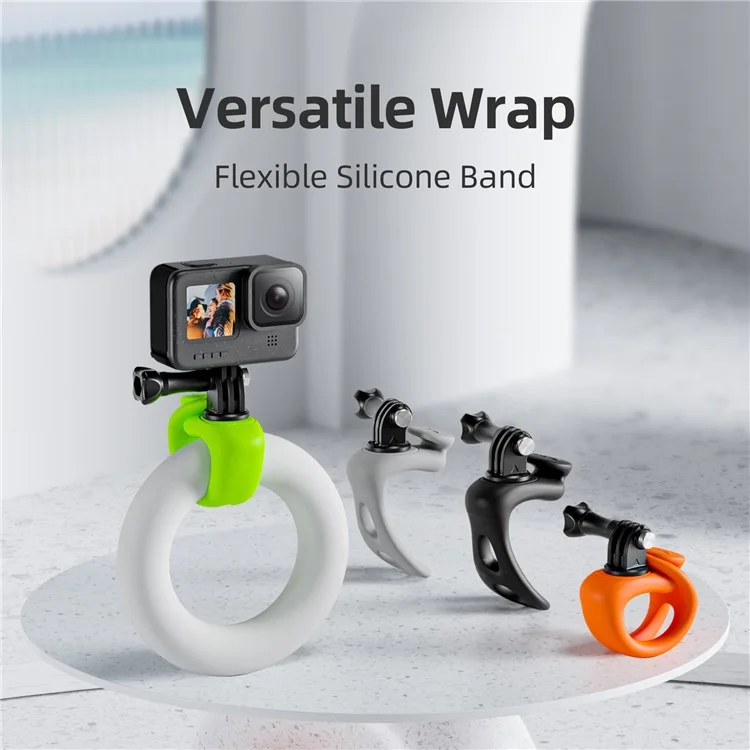 TELESIN TLQ-001 Silikon-Riemenhalterung Flexible Bandwicklung für GoPro Action-Kamera Fahrrad Motorrad Lenkerhalterung - Schwarz