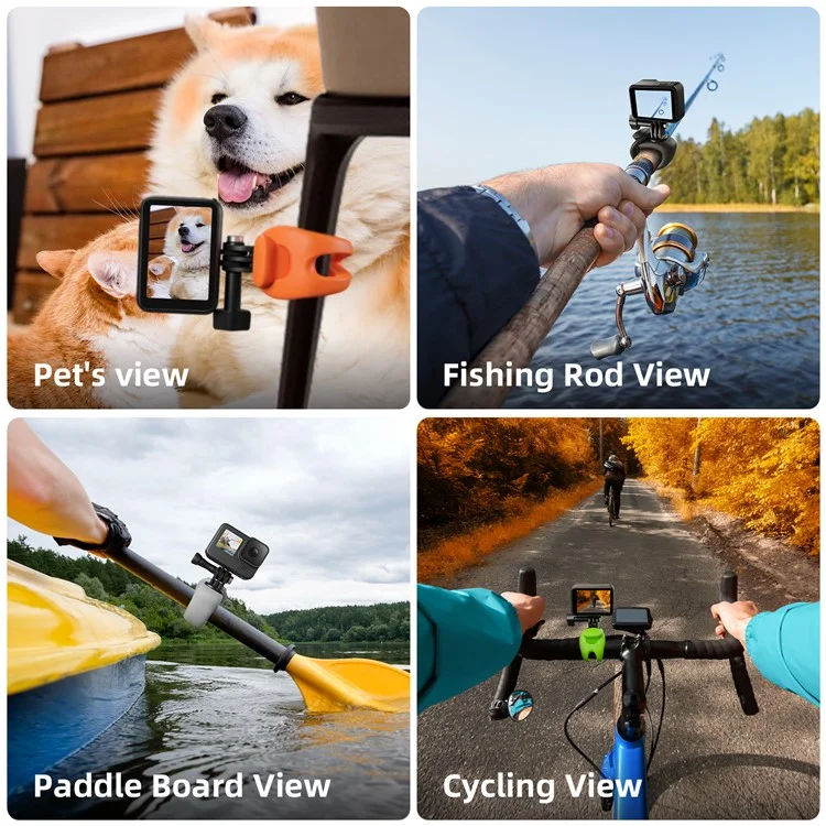 TELESIN TLQ-001 Silikon-Riemenhalterung Flexible Bandwicklung für GoPro Action-Kamera Fahrrad Motorrad Lenkerhalterung - Schwarz