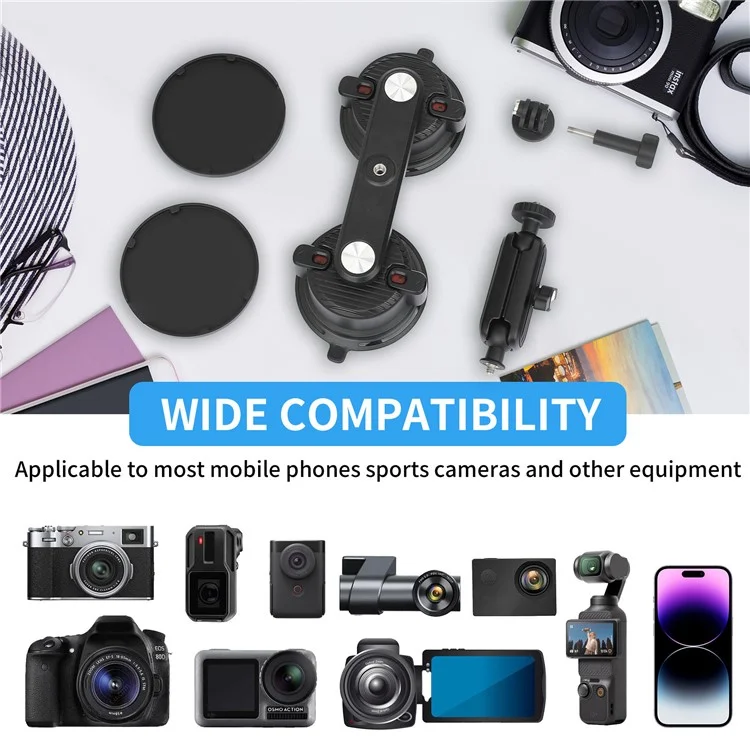 K01-2 For GoPro Action Camera Sucker Mount Bracket Sport Camera Car Home Support Stand