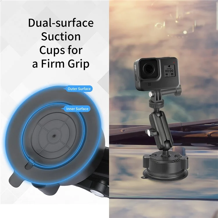 K01LP Pour GoPro Extension Rod Sucker Mount Bracket Action Camera Car Home Support Stand
