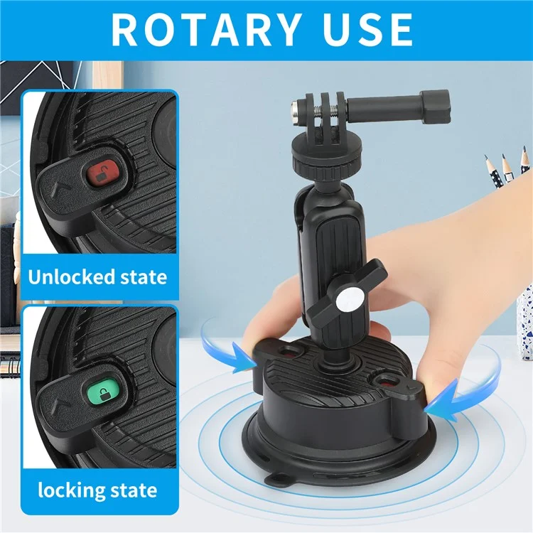 K01LP Pour GoPro Extension Rod Sucker Mount Bracket Action Camera Car Home Support Stand