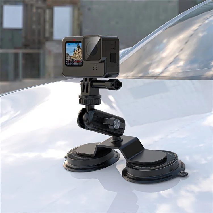 K03-2 Pour Insta360 / GoPro Action Camera Bracket Magnetic Dual Suction Cup Rotatable Camera Stand