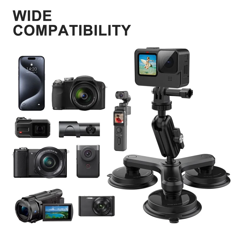 K03-3 Triple Magnetic Base Camera Magnetic Holder Mount with 360 Degree Rotating Ball Head