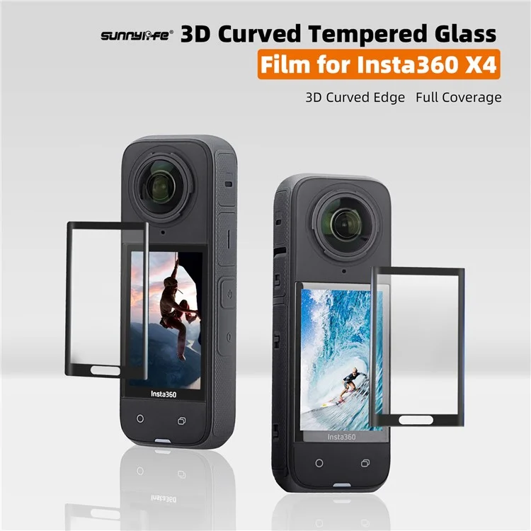 SUNNYLIFE IST-BHM799 2 Juegos de Película de Vidrio Templado Curvo para Protector de Pantalla de Cámara Insta360 X4 