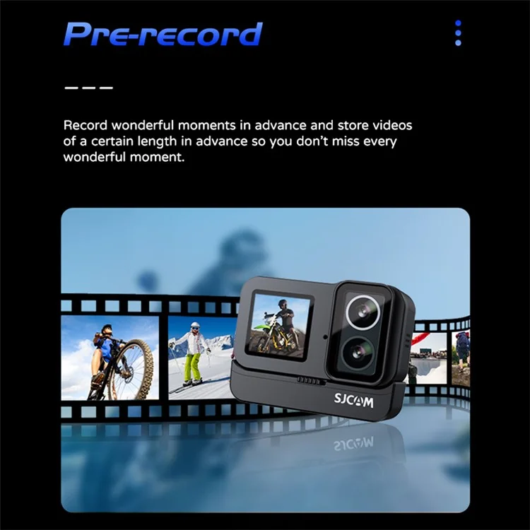 SJCAM SJ20 Caméra d'action 4K 30FPS à double objectif et double écran étanche aux sports