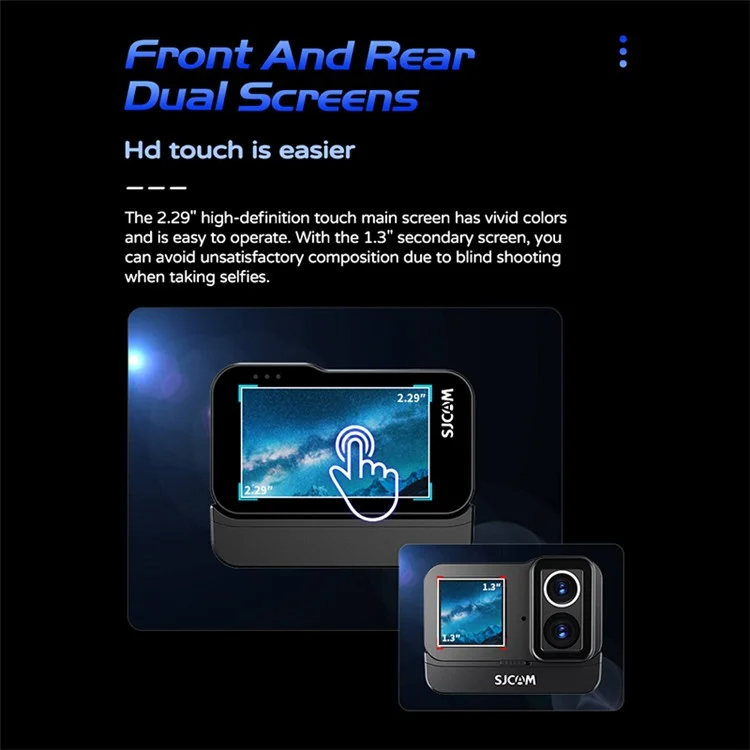 SJCAM SJ20 Caméra d'action 4K 30FPS à double objectif et double écran étanche aux sports