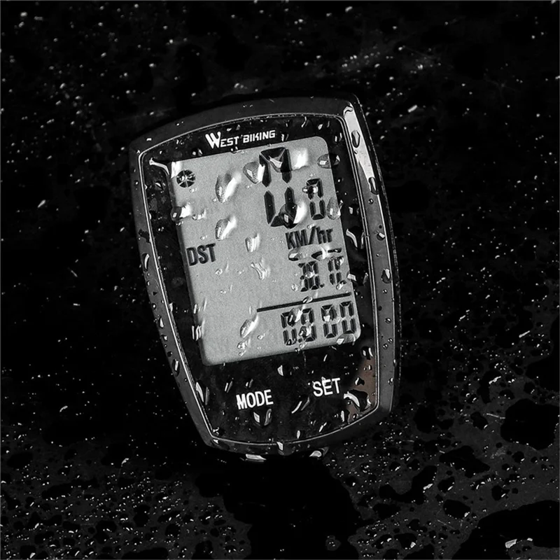 WEST BIKING Touch Screen Bicycle Wired LED Digital Rate Cycling Odometer Stopwatch Speedometer - Black