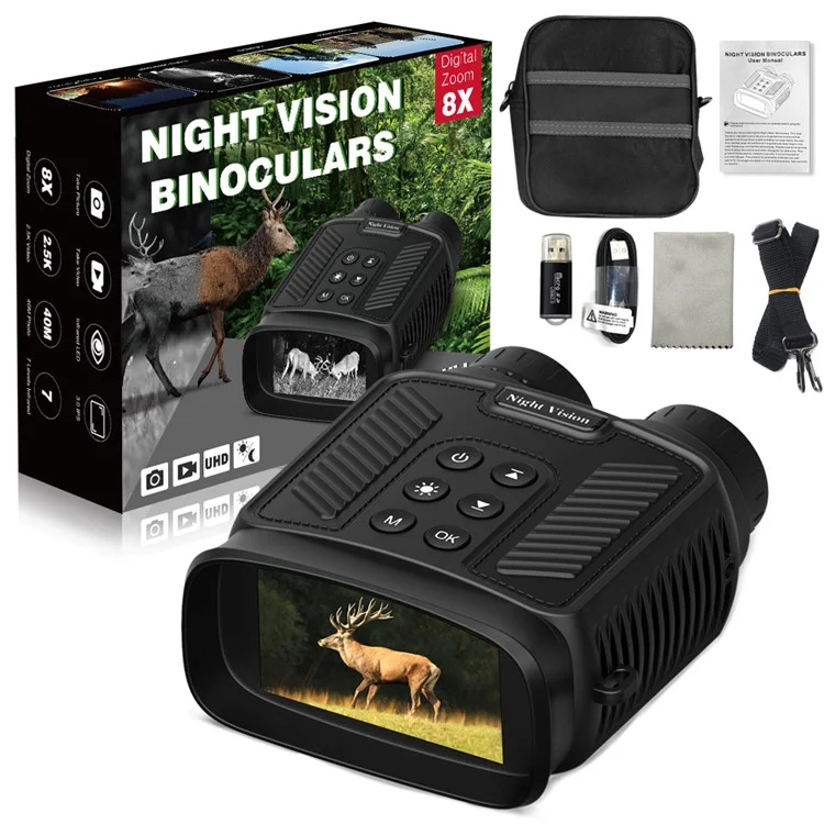 Binóculos de Visão Noturna DT59 HD Video com Câmera de Caça, Suporte para Cartão de Memória de 128GB - Preto