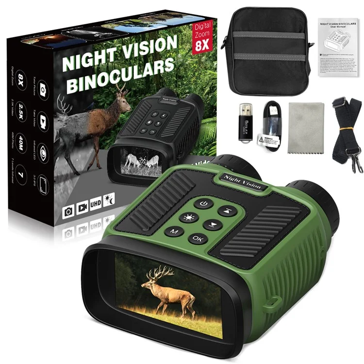 DT59 HD Video Binocular Night Vision Goggles Hunting Camera Support 128GB Memory Card Storage - Green