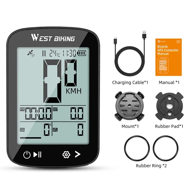WEST BIKING YP0702113 GPS-велокомпьютер беспроводной цифровой спидометр для горного велосипеда Одометр (сертифицирован CE)