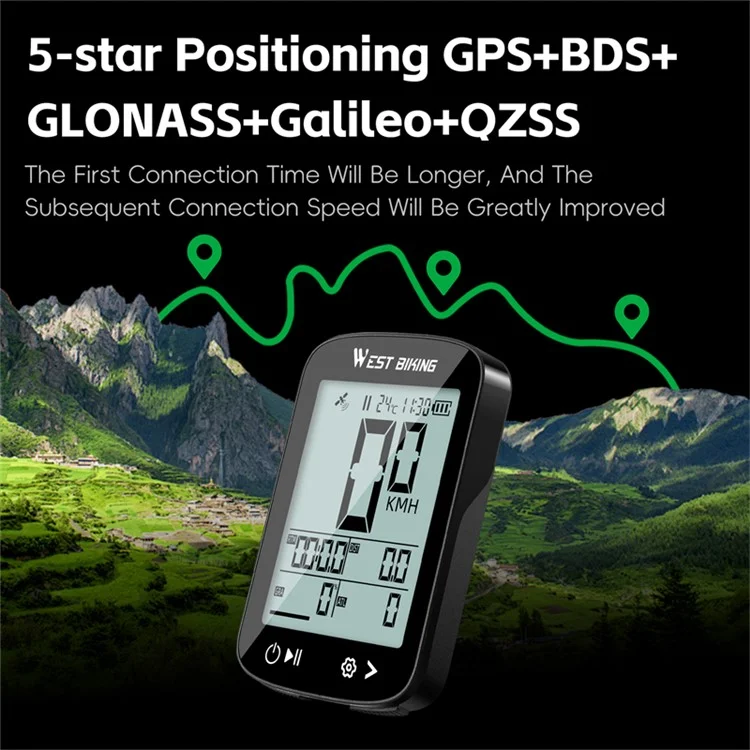 WEST BIKING YP0702113 GPS-велокомпьютер беспроводной цифровой спидометр для горного велосипеда Одометр (сертифицирован CE)