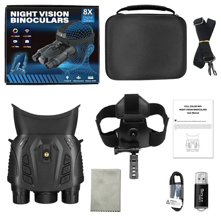 Jumelles à vision nocturne numériques portables DT69 montées sur la tête, sans GPS
