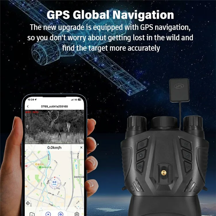 Jumelles à vision nocturne numériques portables DT69 montées sur la tête, sans GPS