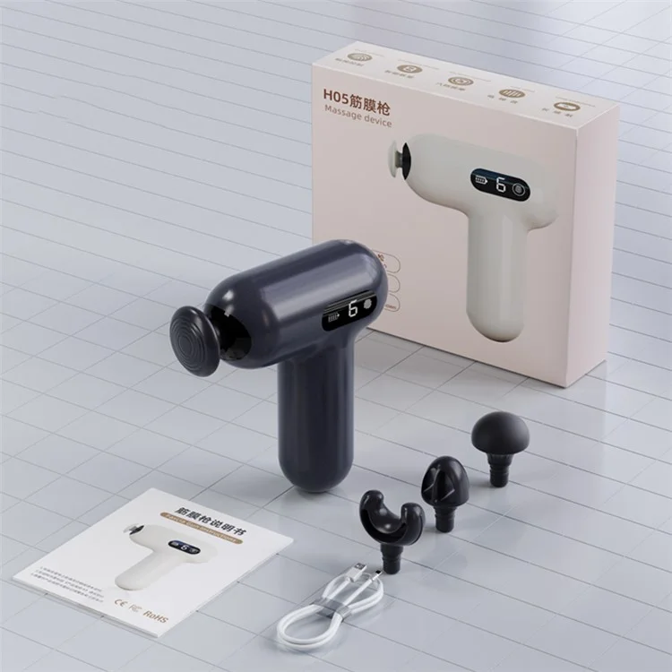 H05 6 Speeds High Frequency Vibration Mini Massage Gun Portable Handheld Deep Tissue Massager - Black