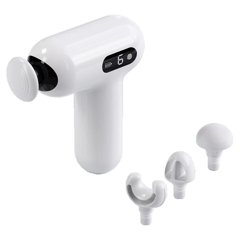 H05 6 Speeds High Frequency Vibration Mini Massage Gun Portable Handheld Deep Tissue Massager - White