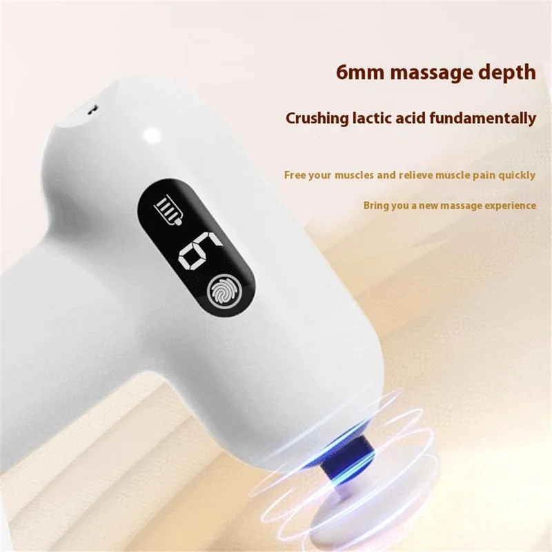 H05 6 Speeds High Frequency Vibration Mini Massage Gun Portable Handheld Deep Tissue Massager - White